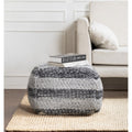 Grey Striped Handwoven 24 Inch Square Pouf