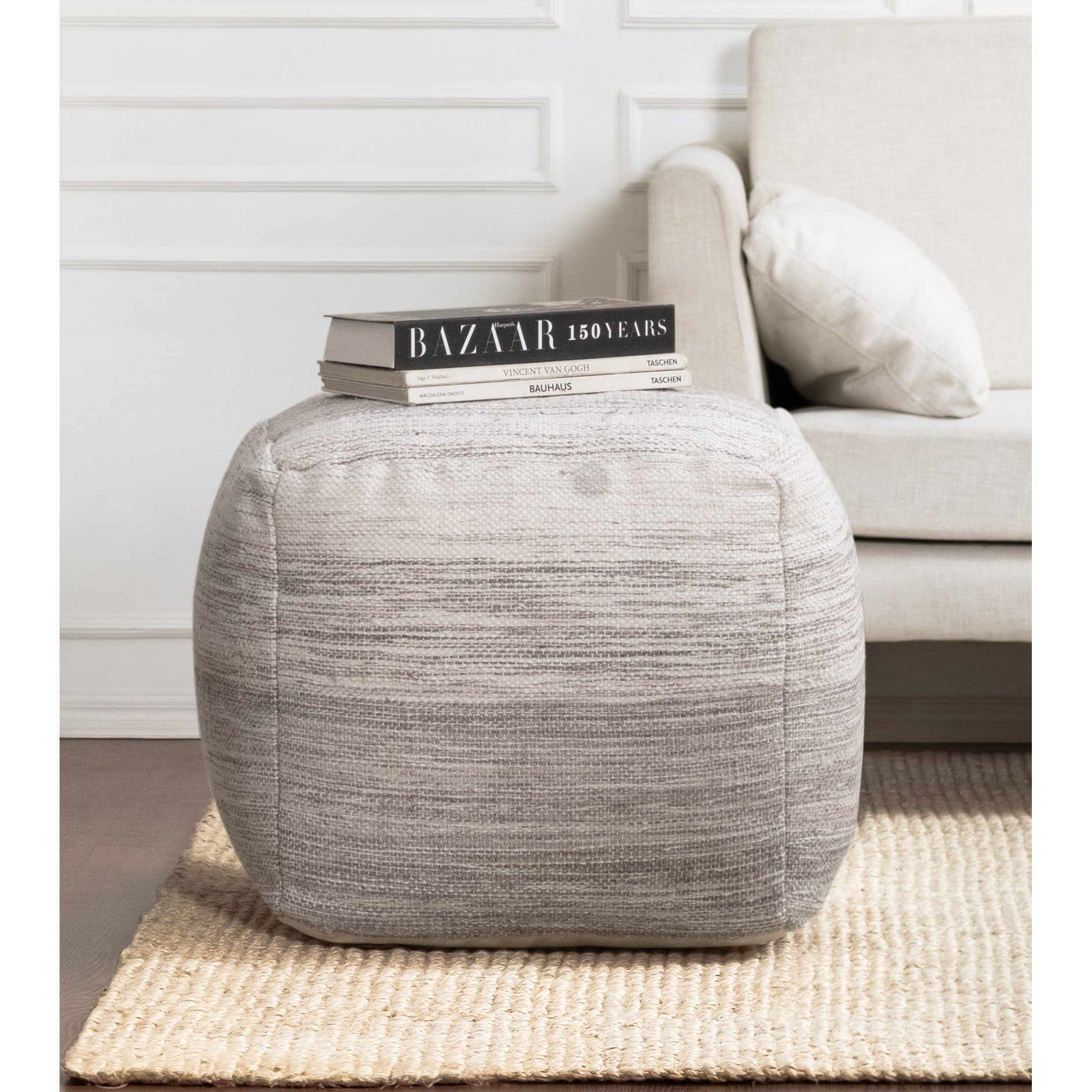 Halifax 20 X 20 X 20 Gray Ivory Pouf