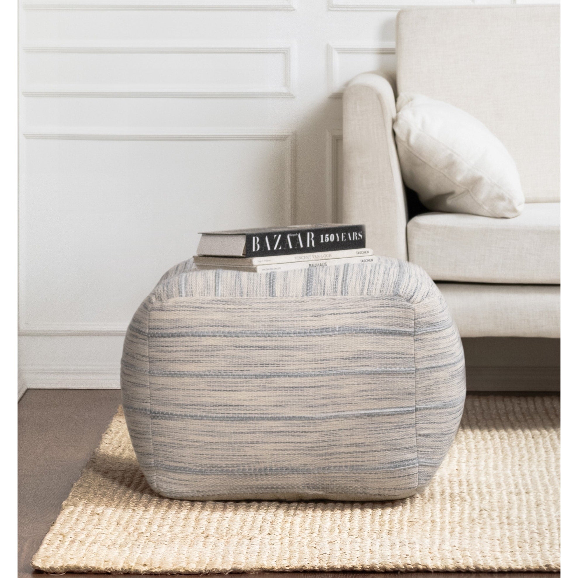 Joya 22 X 22 X 16 Gray Ivory Pouf