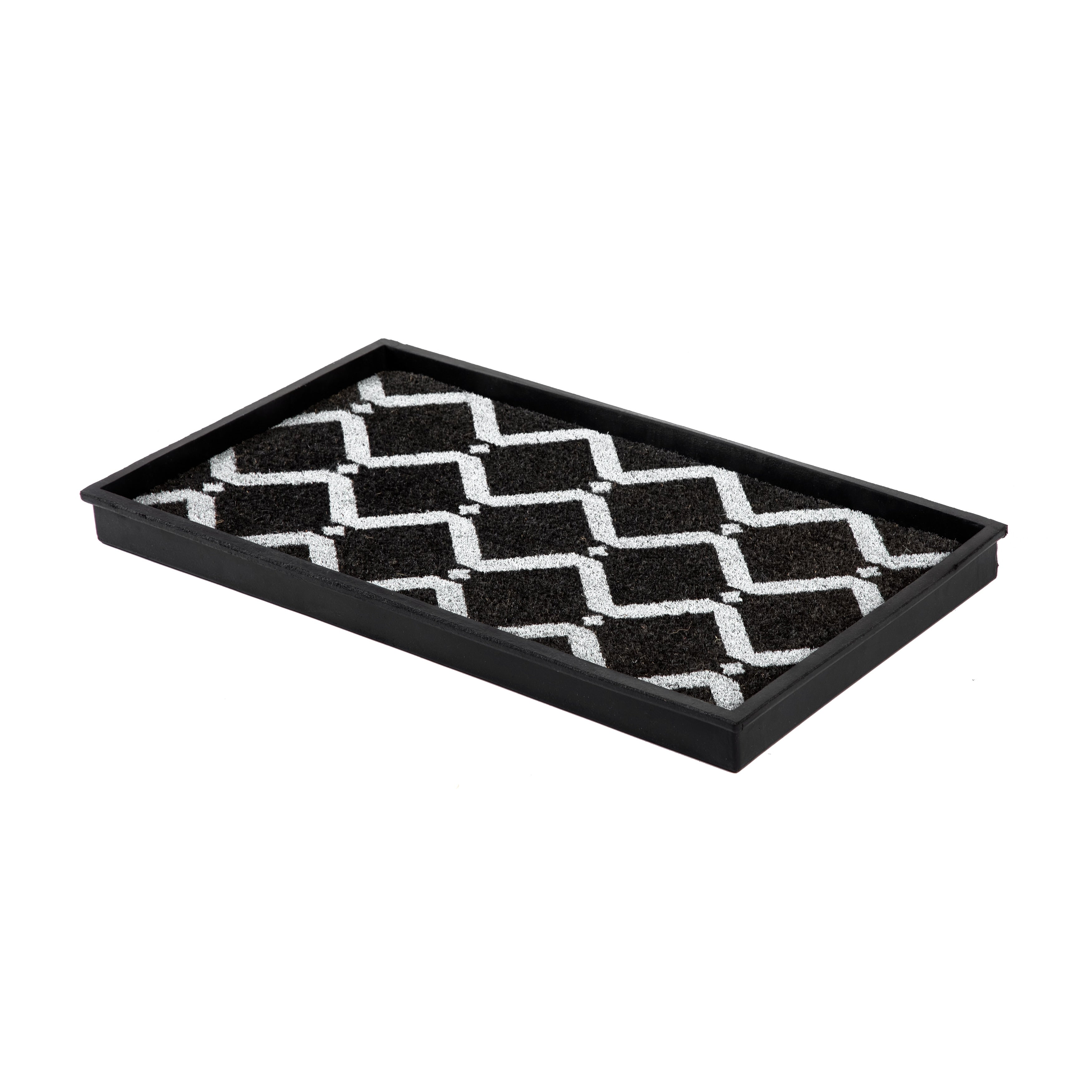 Jani Natural Recycled Rubber Boot Tray With Black Ivory Diamond Coir Insert