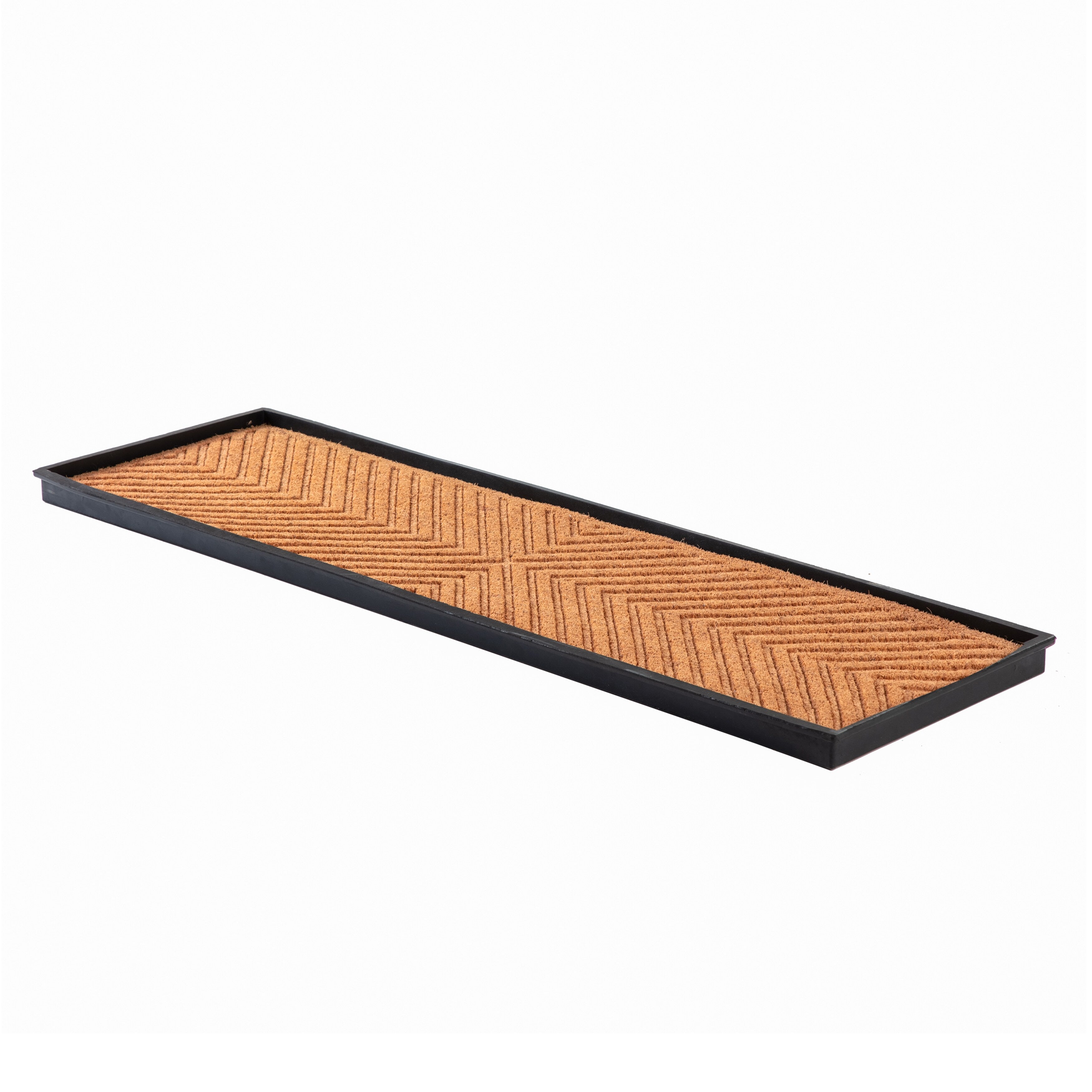 Jani Natural Recycled Rubber Boot Tray With Cross Embossed Coir Insert