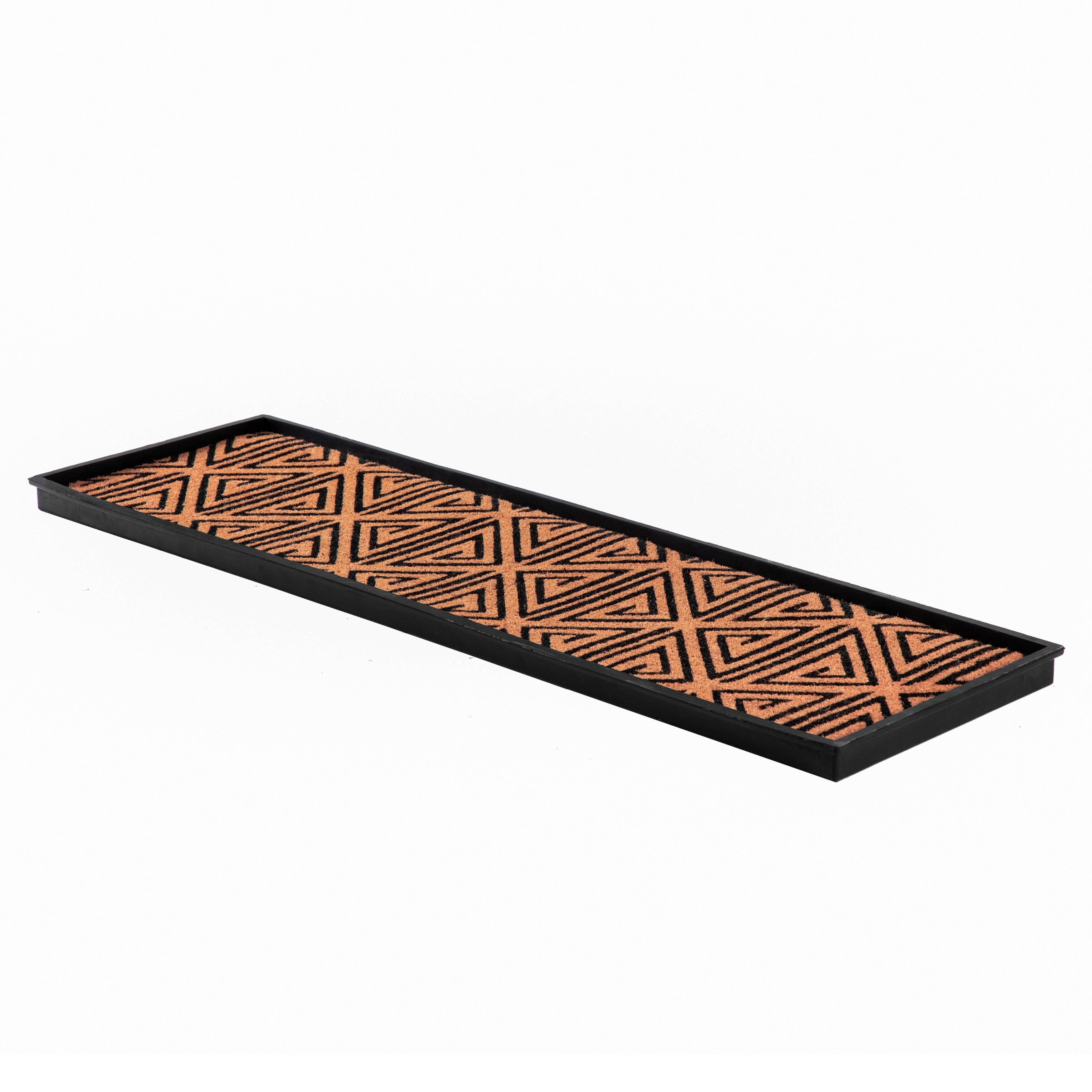 Jani Natural Recycled Rubber Boot Tray With Tan Black Tribal Coir Insert