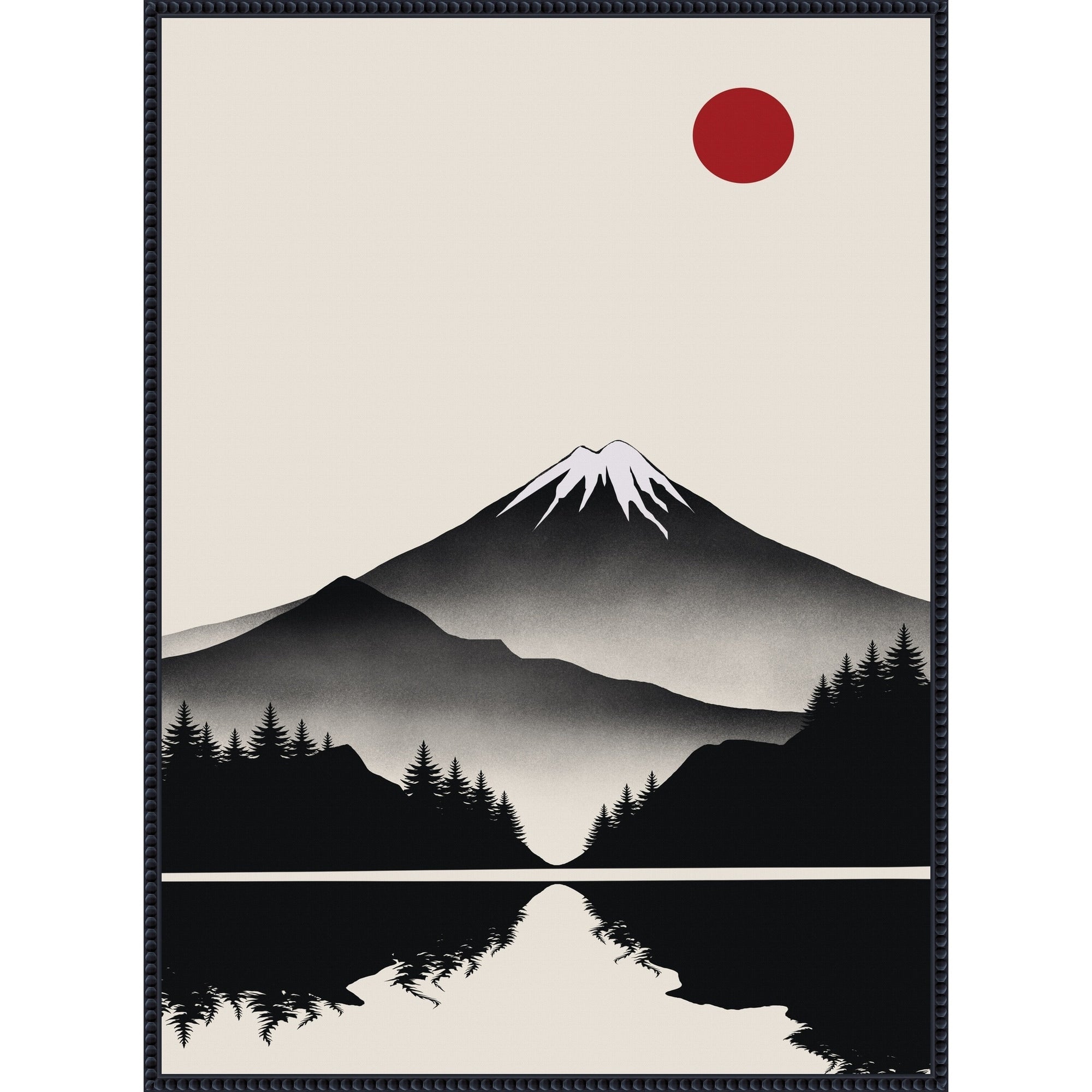 Japanese Mountain By Little Dean Framed Canvas Wall Art Print