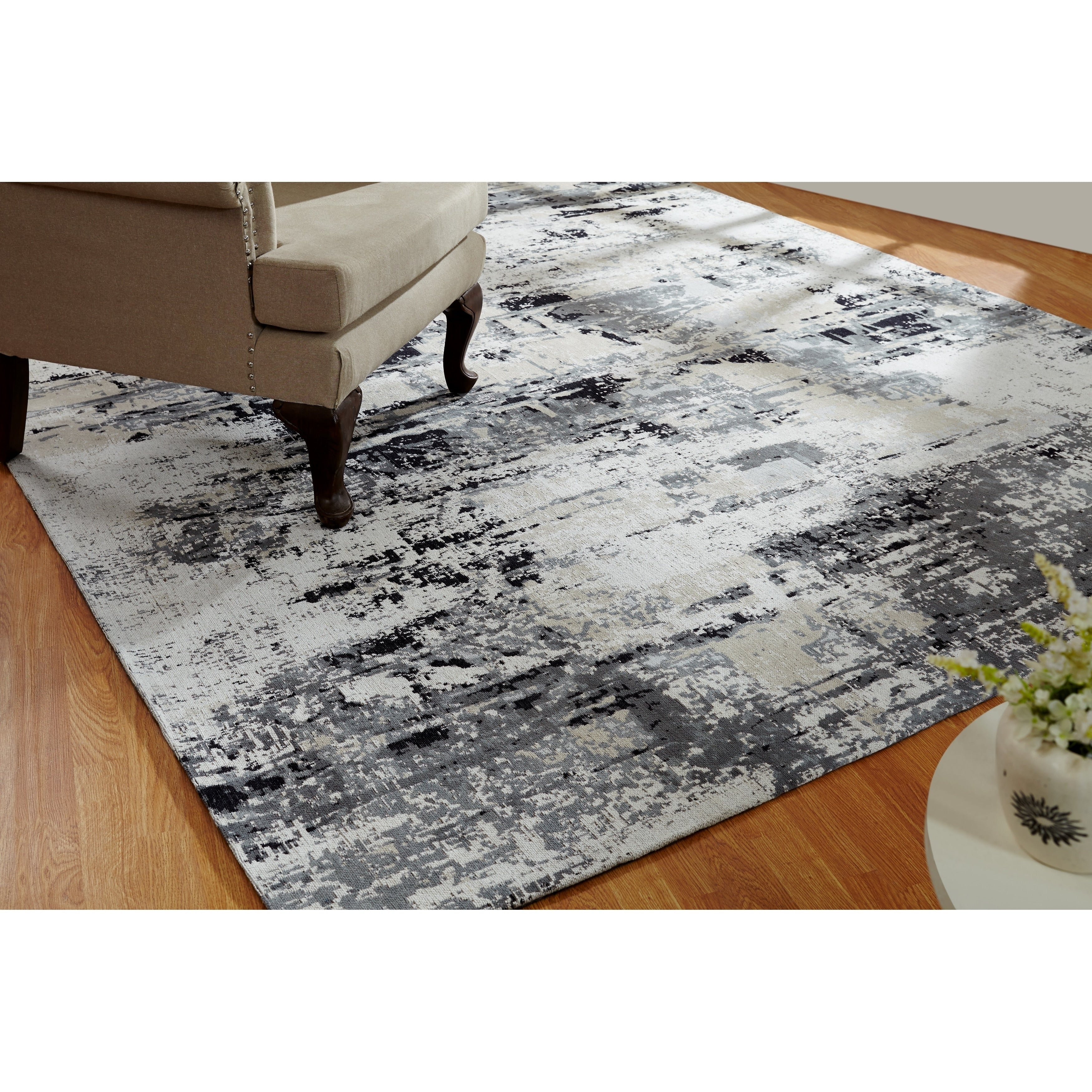 Jardin Sand Steel Handmade Area Rug 96 X 13