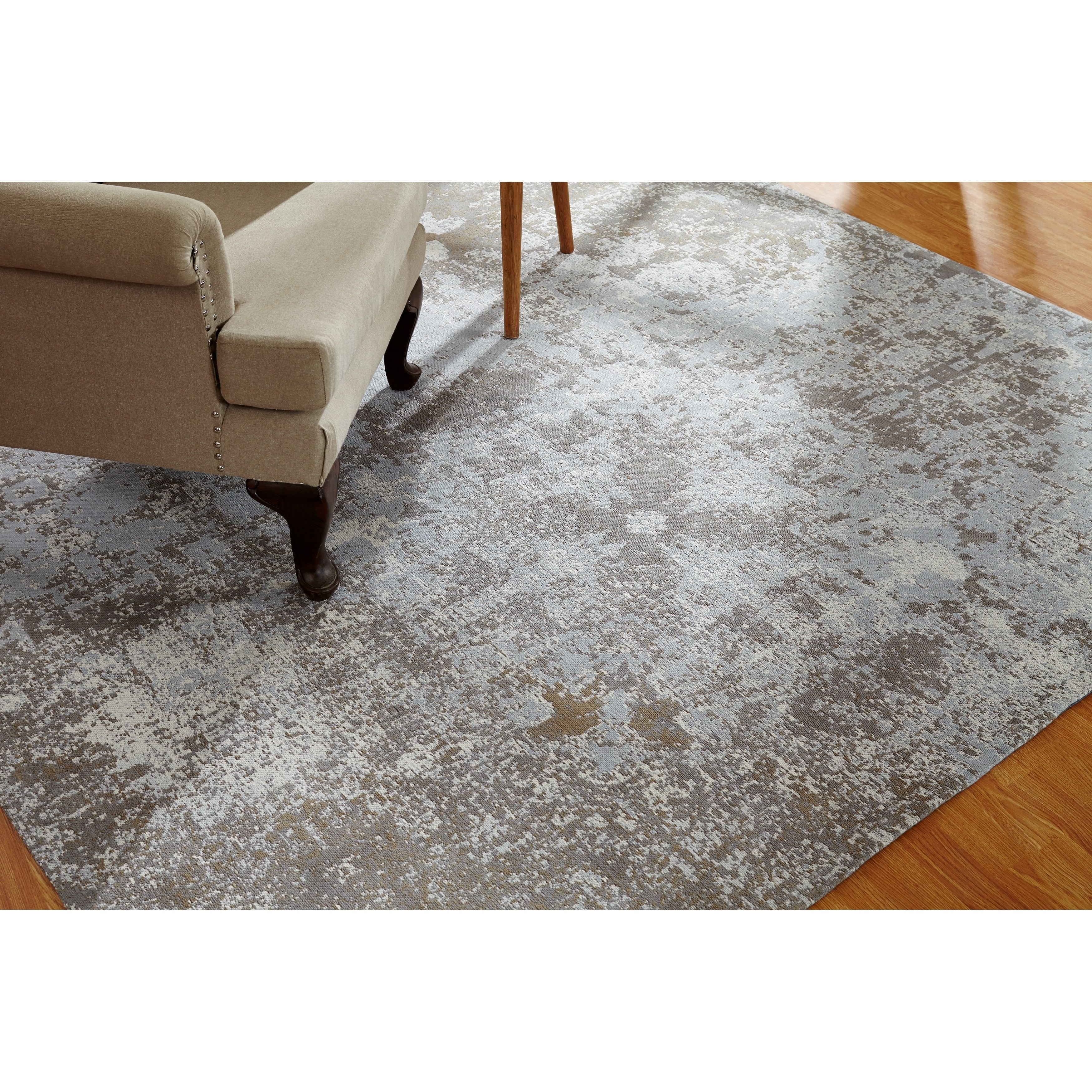 Jardin Sky Zinc Grey Cotton Chenille Handmade Flatweave Area Rug 96 X 13 96 X 13