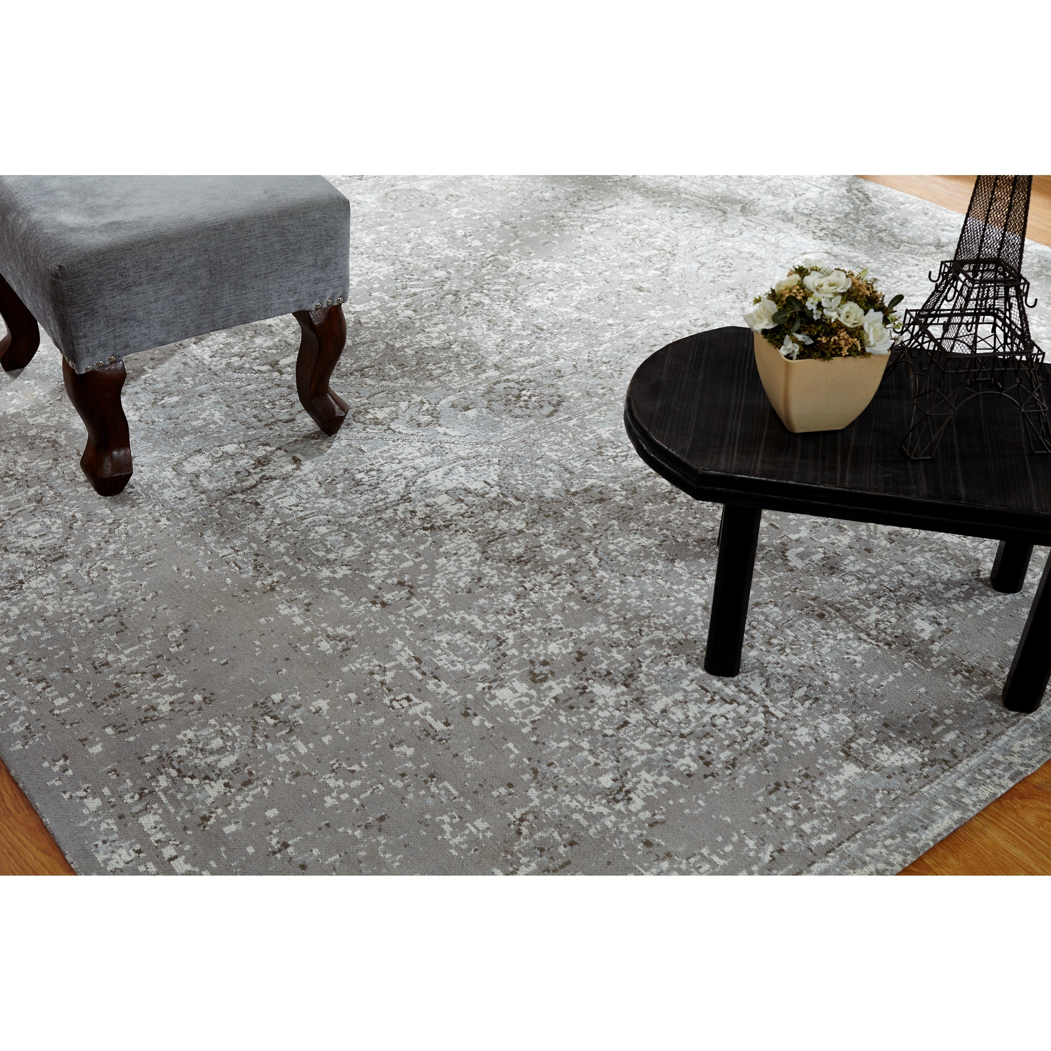 Jardin Vintage Zinc Cotton Chenille Handmade Area Rug 96 X 13
