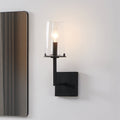 Jared 13 Inch 1 Light Matte Black Vanity Light With Clear Glass Shade