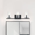 Jared 24 Inch 3 Light Matte Black Vanity Light With Clear Glass Shades