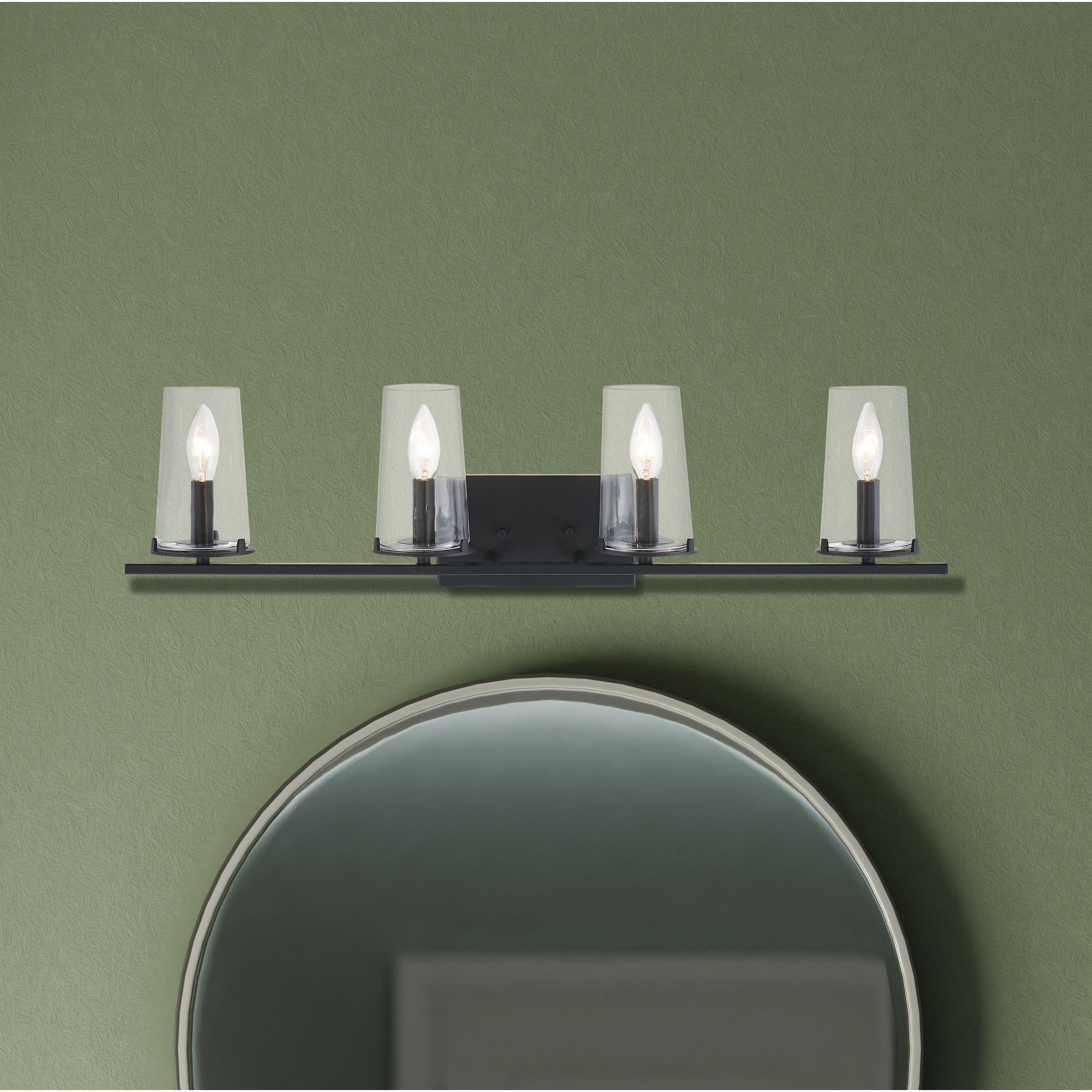 Jared 31 Inch 4 Light Matte Black Vanity Light With Clear Glass Shades