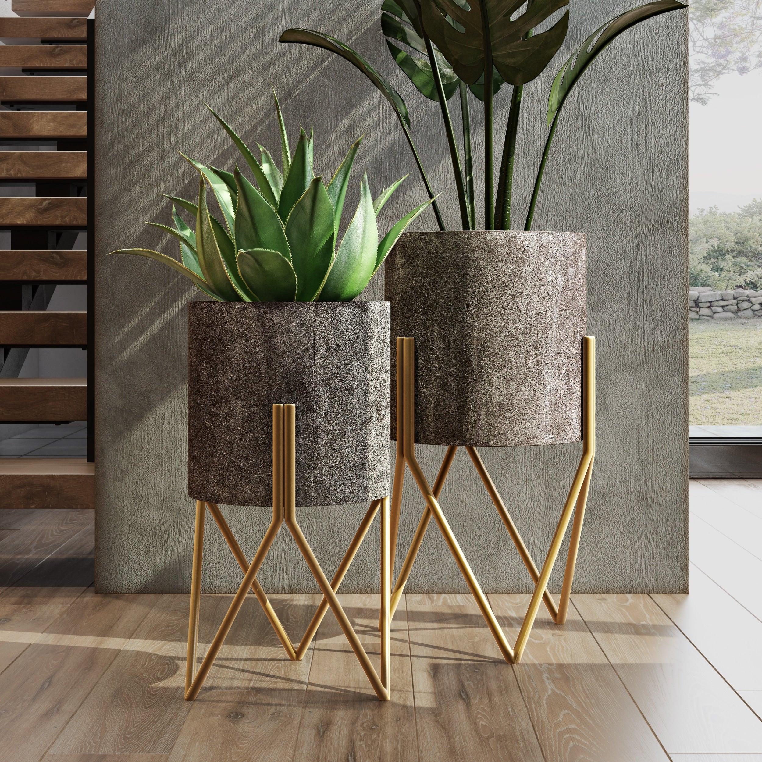 Jarvis Mid Century Modern Planters Set Of 2
