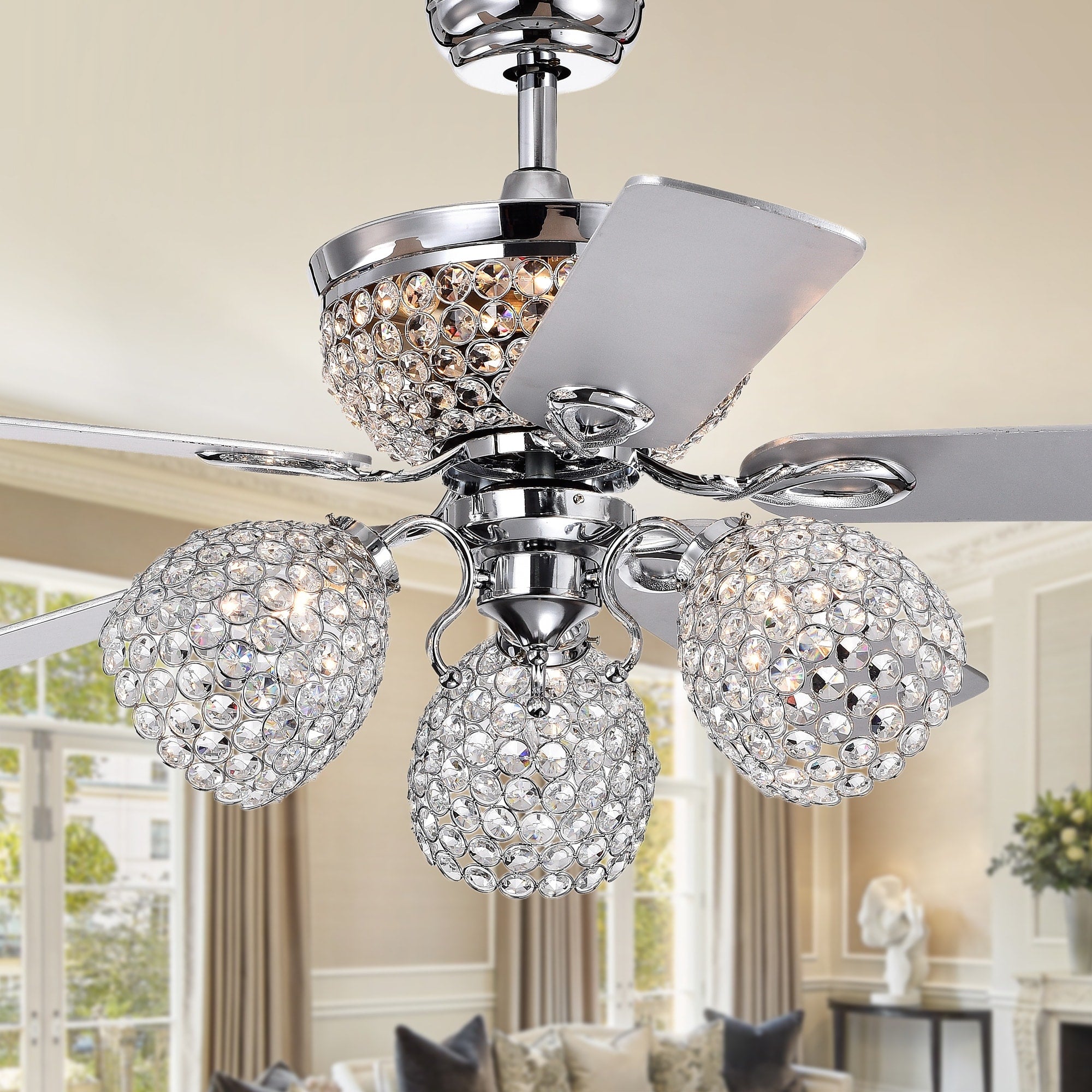 Jasper Silver Lighted Ceiling Fan With Multiple Lamps 52 X H 22.52