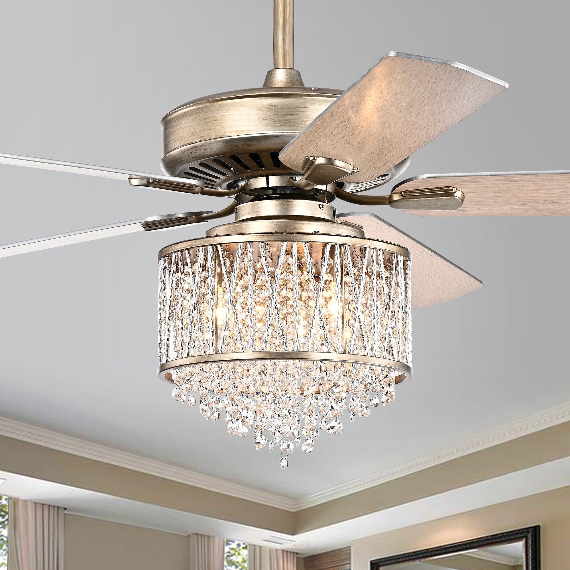 Jauni 52 Inch 5 Blade 3 Light Fandelier