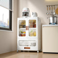 Javlergo 2 Door Plastic Storage Cabinet With Drawer Wheels White Rolling Storage Organizer With Magnetic Doors For Living Room