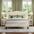Javlergo 3 Piece Bedroom Set Beige Upholstered Bed Frame With Adjustable Headboard No Box Spring Needed Set Of 2 Nightstands