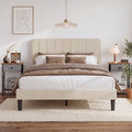 Javlergo 3 Piece Bedroom Set Platform Bed With Adjustable Headboard Height And 2 Nightstands With Fabric Drawer