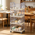 Javlergo 4 5 Tier Stackable Storage Bins With Wheels Transparent Plastic Rolling Cabinet Multipurpose Organizer For Home