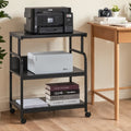 Javlergo Black 3 Tier Rolling Printer Stand With Locking Wheels Charging Station Ac Usb Outlets Mobile Office Storage Cart