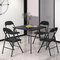 Javlergo Black Pu Leather 5 Piece Folding Table And Chairs Set Portable Card Game Table For Indoor Outdoor Use No Assembly
