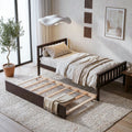 Javlergo Espresso Set Of 2 Twin Bed With Trundle Pine Wood Platform Bed Frame With Headboard Footboard No Box Spring Needed
