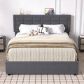 Javlergo Full Queen Size Bed Frame With Usb Charging Station Adjustable Height Upholstered Headboard No Box Spring Needed