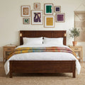 Javlergo Pine Wood Platform Bed With Tall Headboard Usb Charging Station Led Lights No Box Spring Needed 9 Underbed Storage