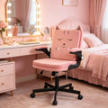 Javlergo Pink Velvet Office Chair Cute Desk Chair 360 Swivel Adjustable Height Task Chair Computer Chair With Foldable Armrest