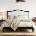 Javlergo Queen King Size Solid Wood Platform Bed With Upholstered Headboard No Box Spring Needed Wooden Slats Support