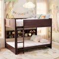 Javlergo Queen Over Queen Bunk Bed With Stairs Safety Guardrails 6 Storage Drawers 2 Ac Outlets And 2 Usb Ports No Box Spring
