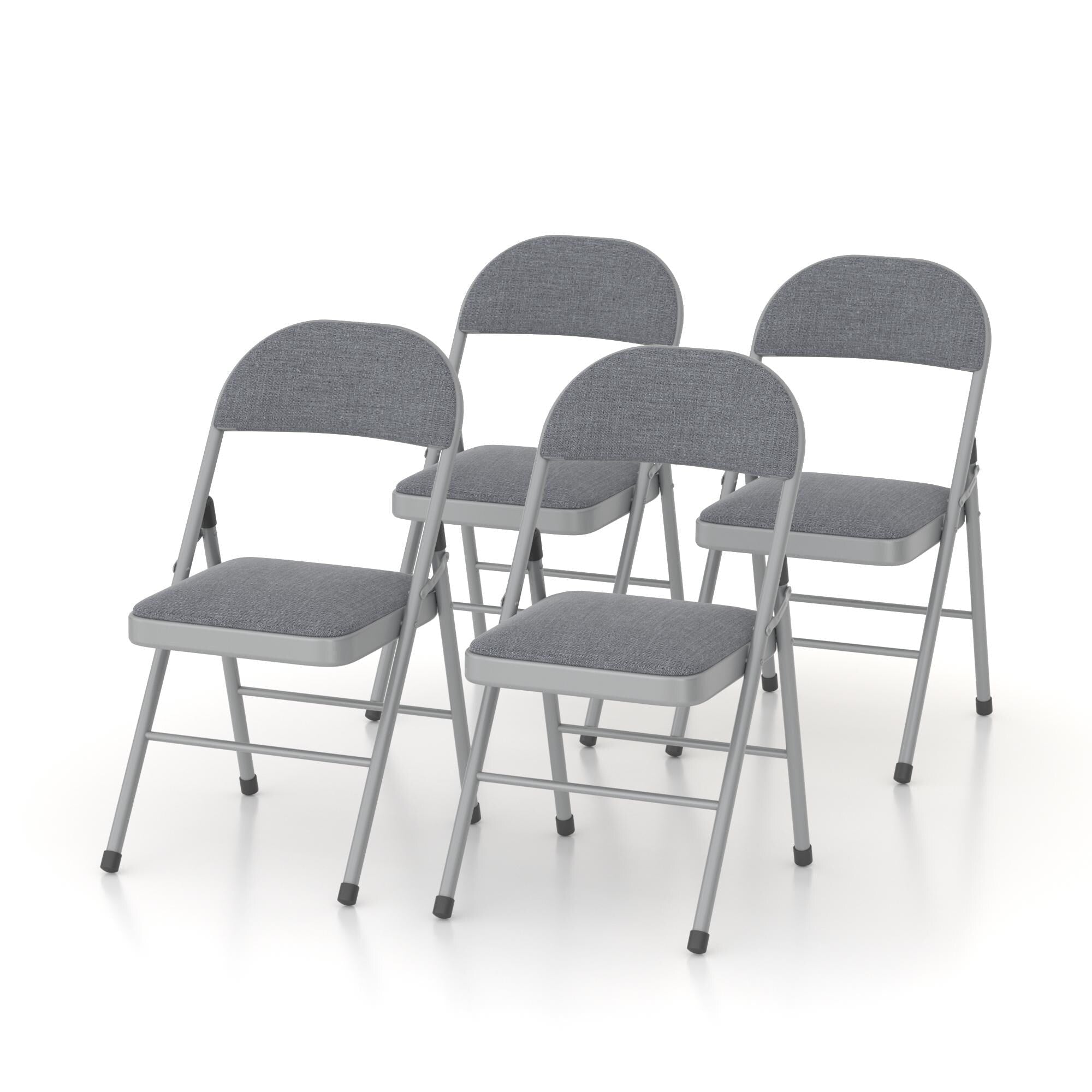 Javlergo Set Of 4 Portable Folding Chairs With Padded Linen Fabric Space Saving Stackable Chair For Living Room Dining Camping