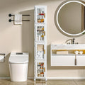 Javlergo Slim Plastic Storage Cabinet With Wheels Magnetic Doors Tall Narrow Rolling Organizer For Bathroom Kitchen Laundry