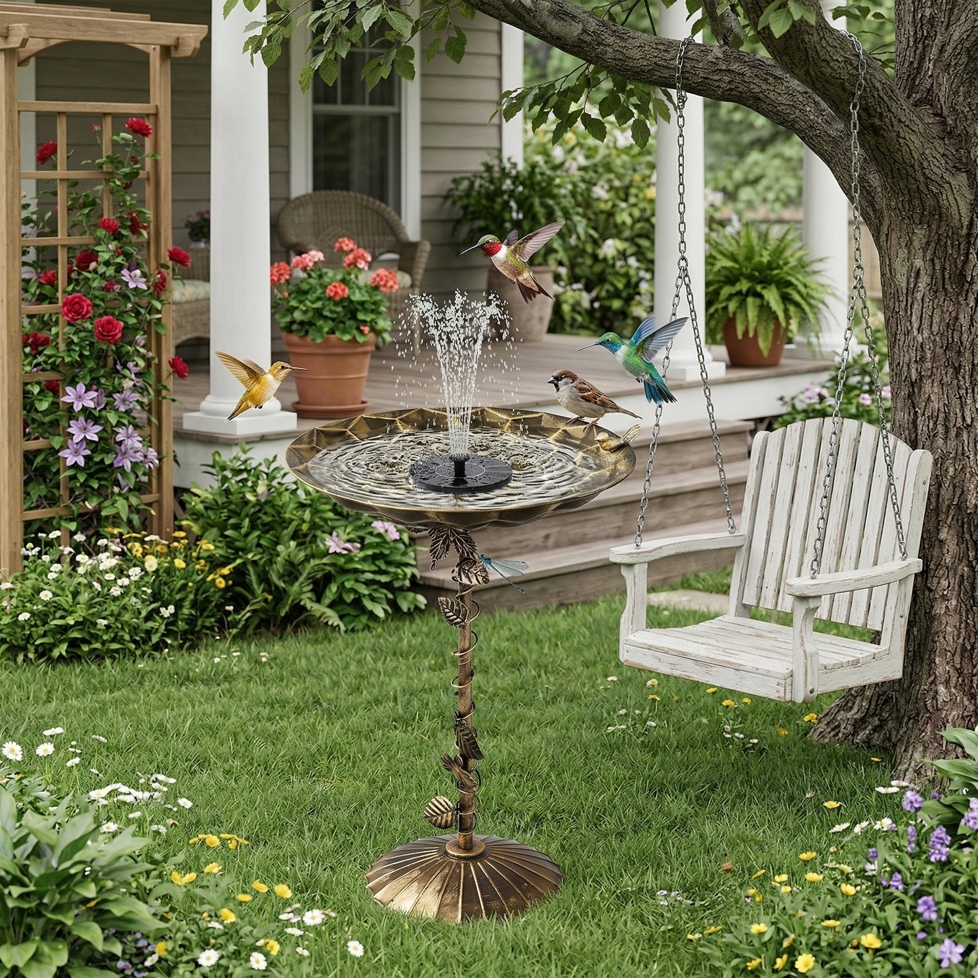 Javlergo Solar Bird Bath Fountain With Monocrystalline Solar Panel Pump Outdoor Solar Water Fountain For Garden Patio