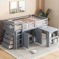 Javlergo Twin Loft Bed With Drawer Cabinet Pulling Out Deskloft Bed With Stairs Safety Guardrail Space Saving For Kids Teens