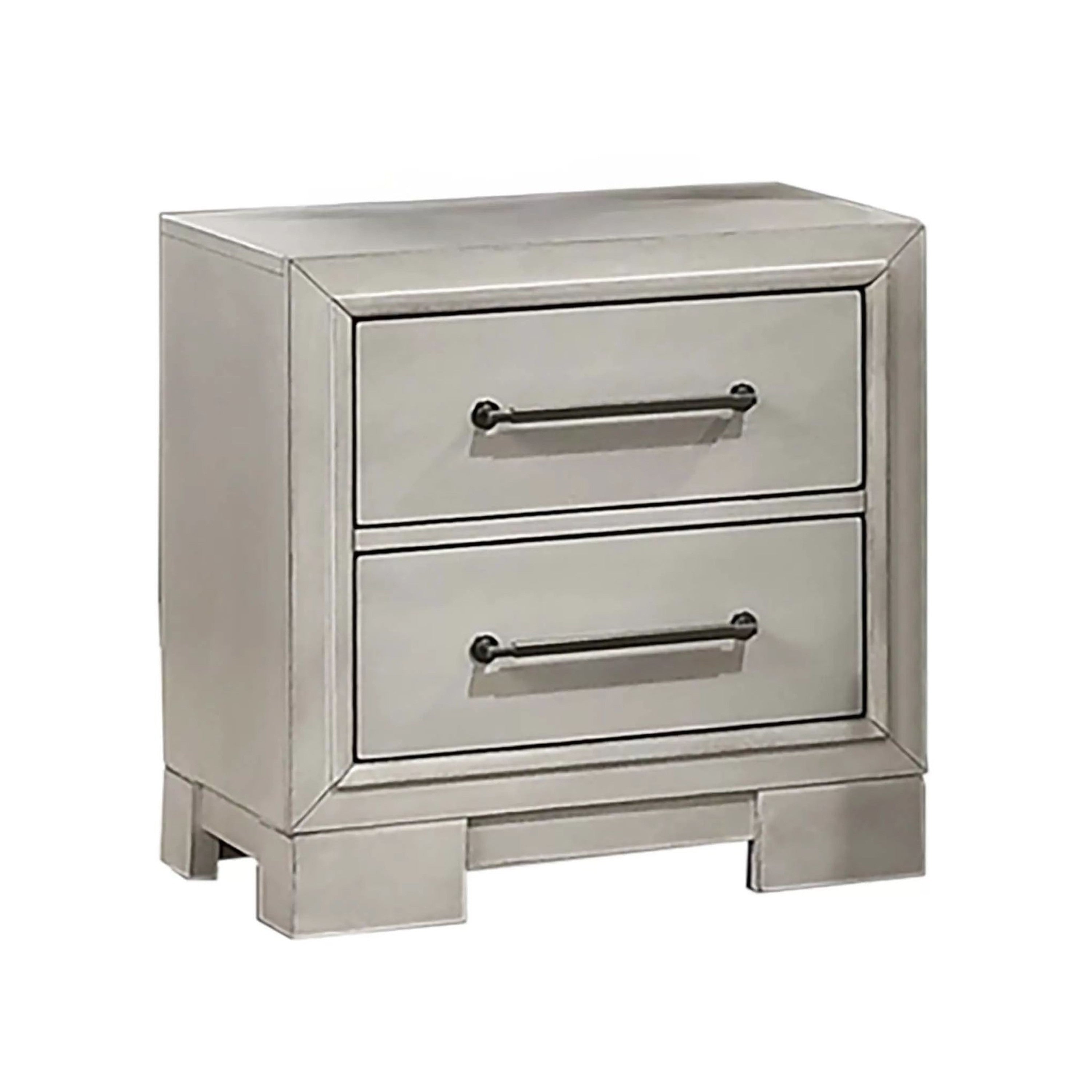 Jaxen Nightstand End Table Antique White Rubberwood 2 Drawers 23 Inch
