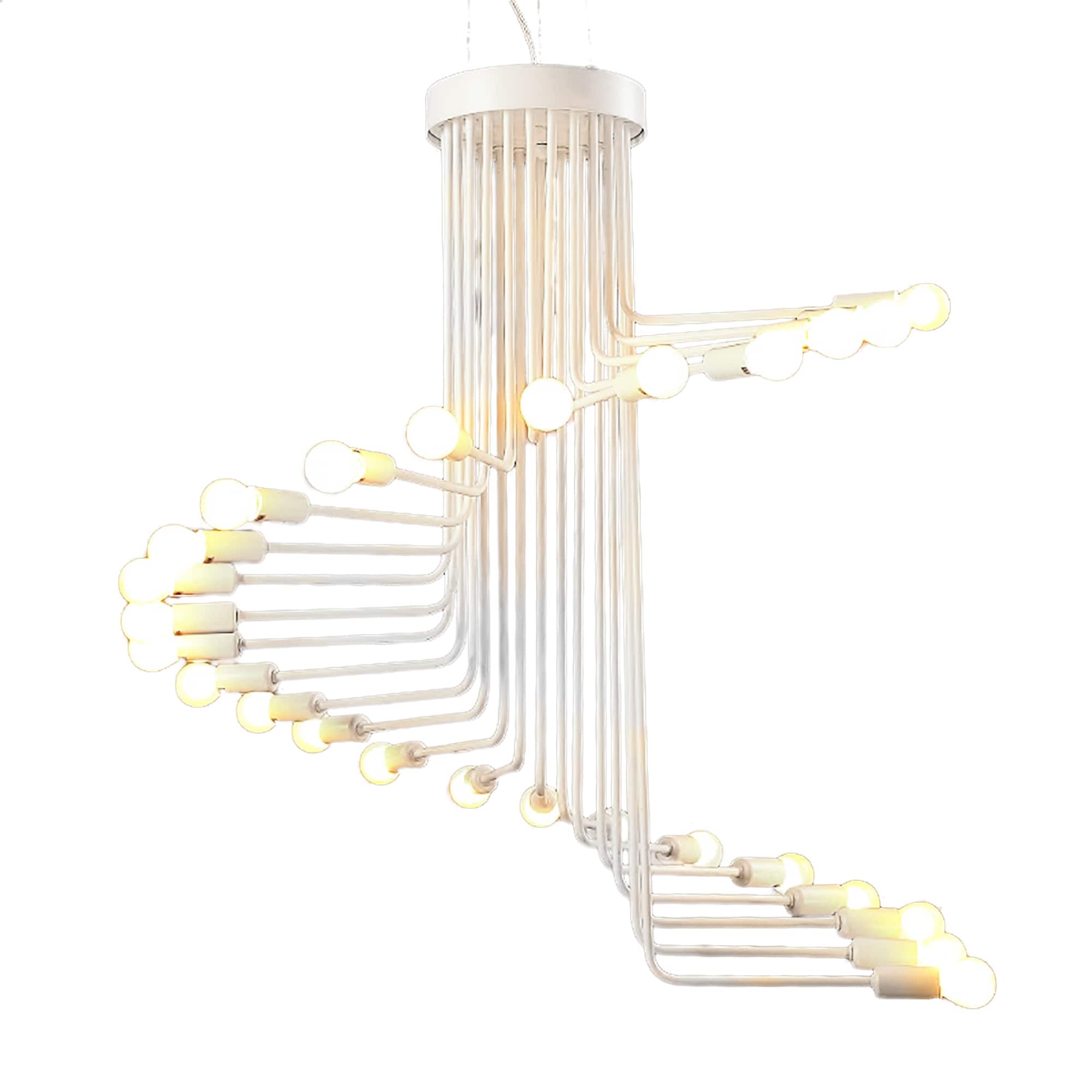 Jayzee 28 Inch White 20 Light Edison Chandelier With Light Bulb