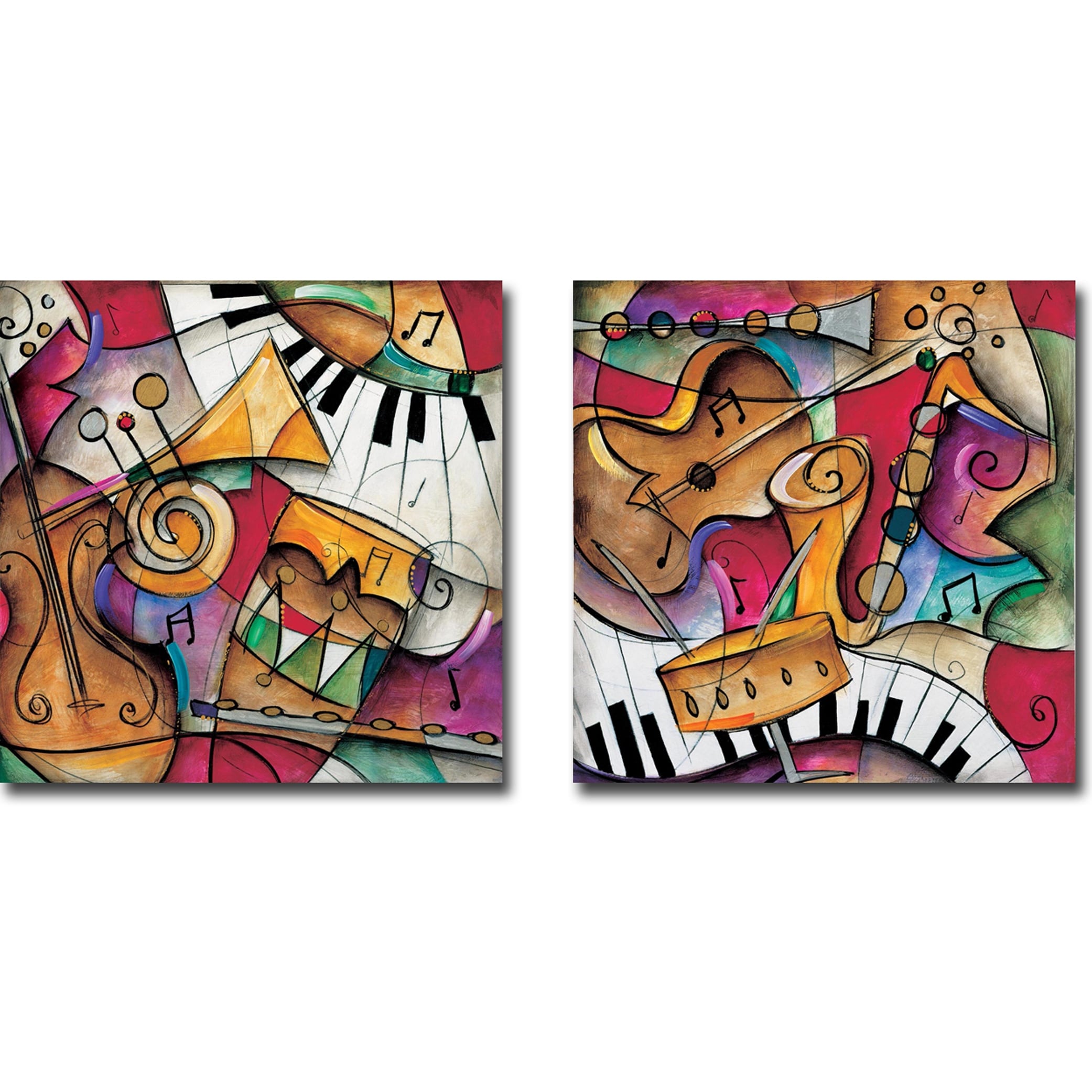Jazz It Up I Ii By Eric Waugh 2 Pc Gallery Wrapped Canvas Giclee Set 18 In X 18 In Each Canvas In Set