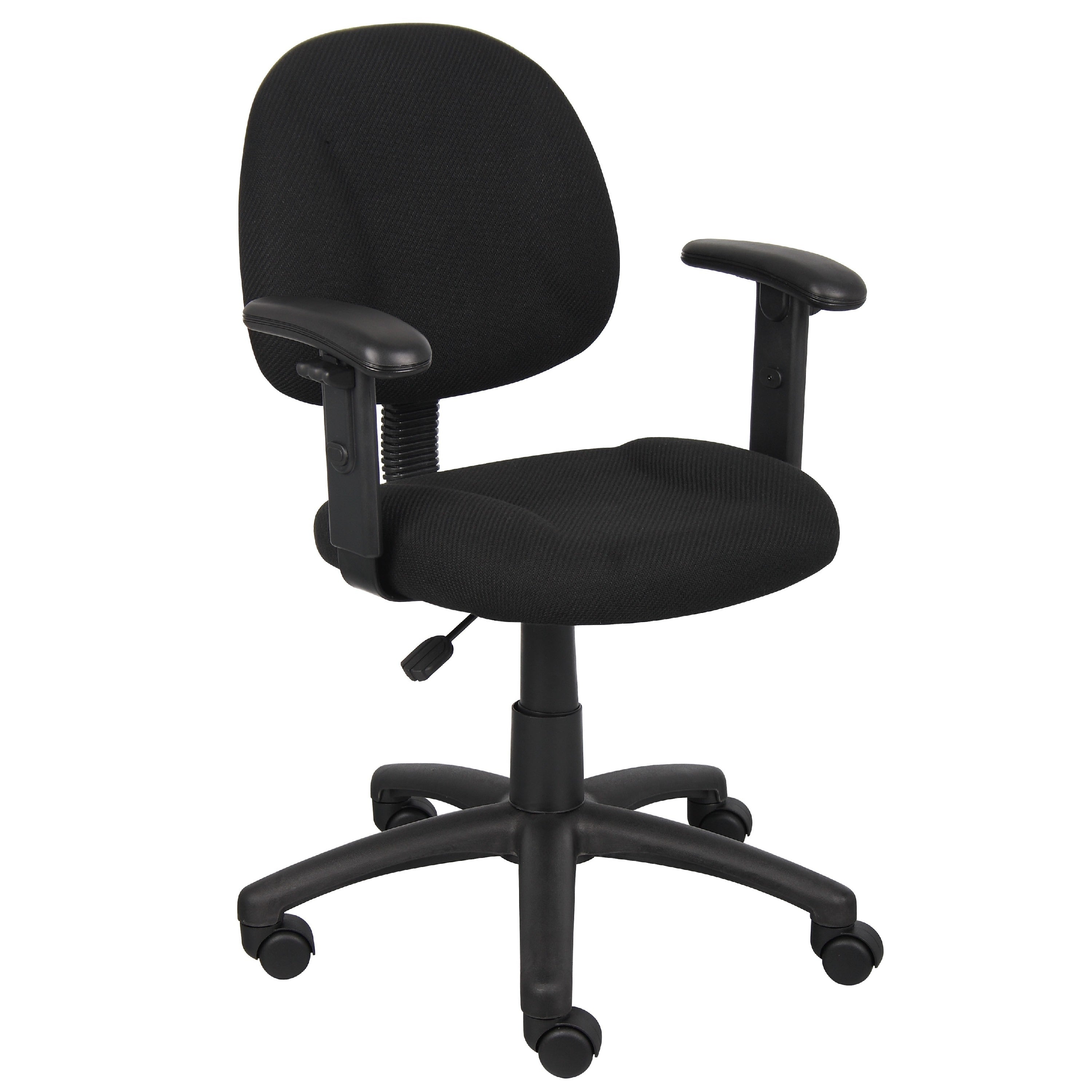 Jea Swivel Posture Chair Adjustable Arms Black Tweed Wheels