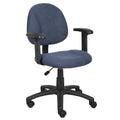 Jea Swivel Posture Chair Adjustable Arms Blue Tweed Wheels