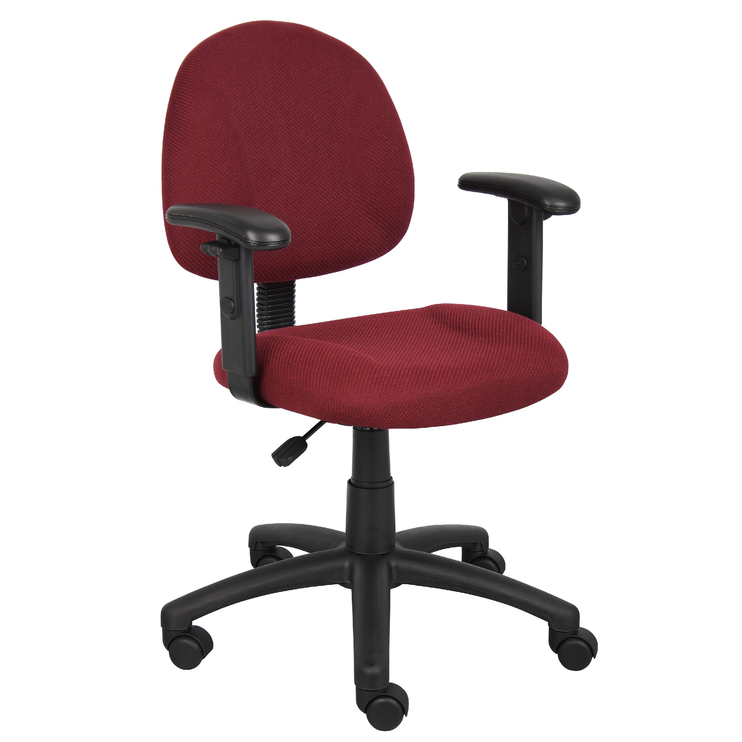Jea Swivel Posture Chair Adjustable Arms Burgundy Red Tweed Wheels