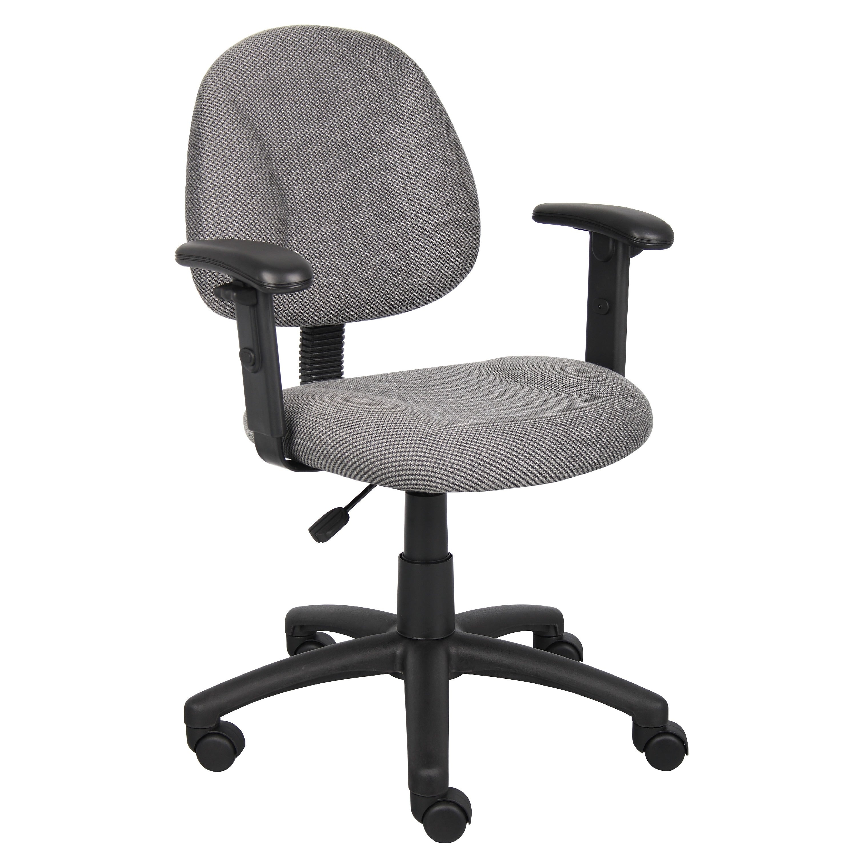 Jea Swivel Posture Chair Adjustable Arms Gray Tweed Wheels