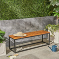 Jeco Outdoor Industrial Acacia Wood And Iron Bench By Christopher Knight Home