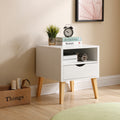 Mid Century Modern Jeff Night Stand End Table White Wood Bedside Table