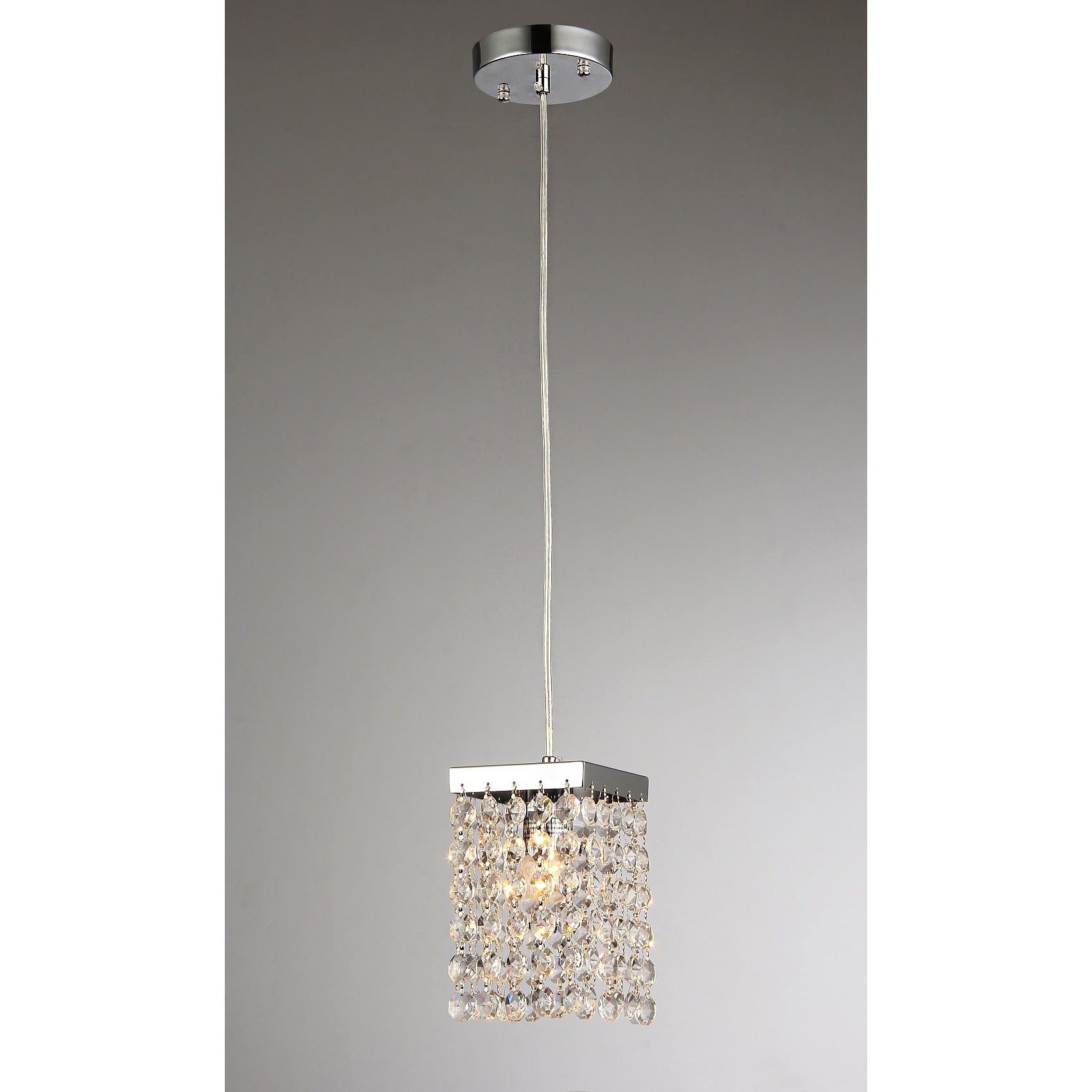 Jehra 1 Light Square Shaped Crystal 6 Inch Chrome Chandelier