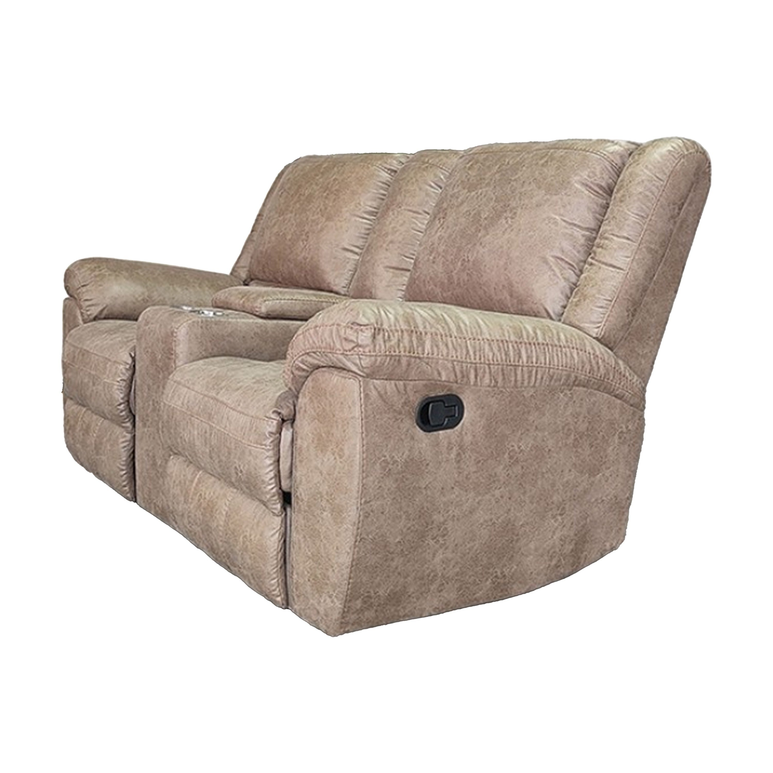Jem Loveseat With Console Light Brown Faux Leather 77 Inch