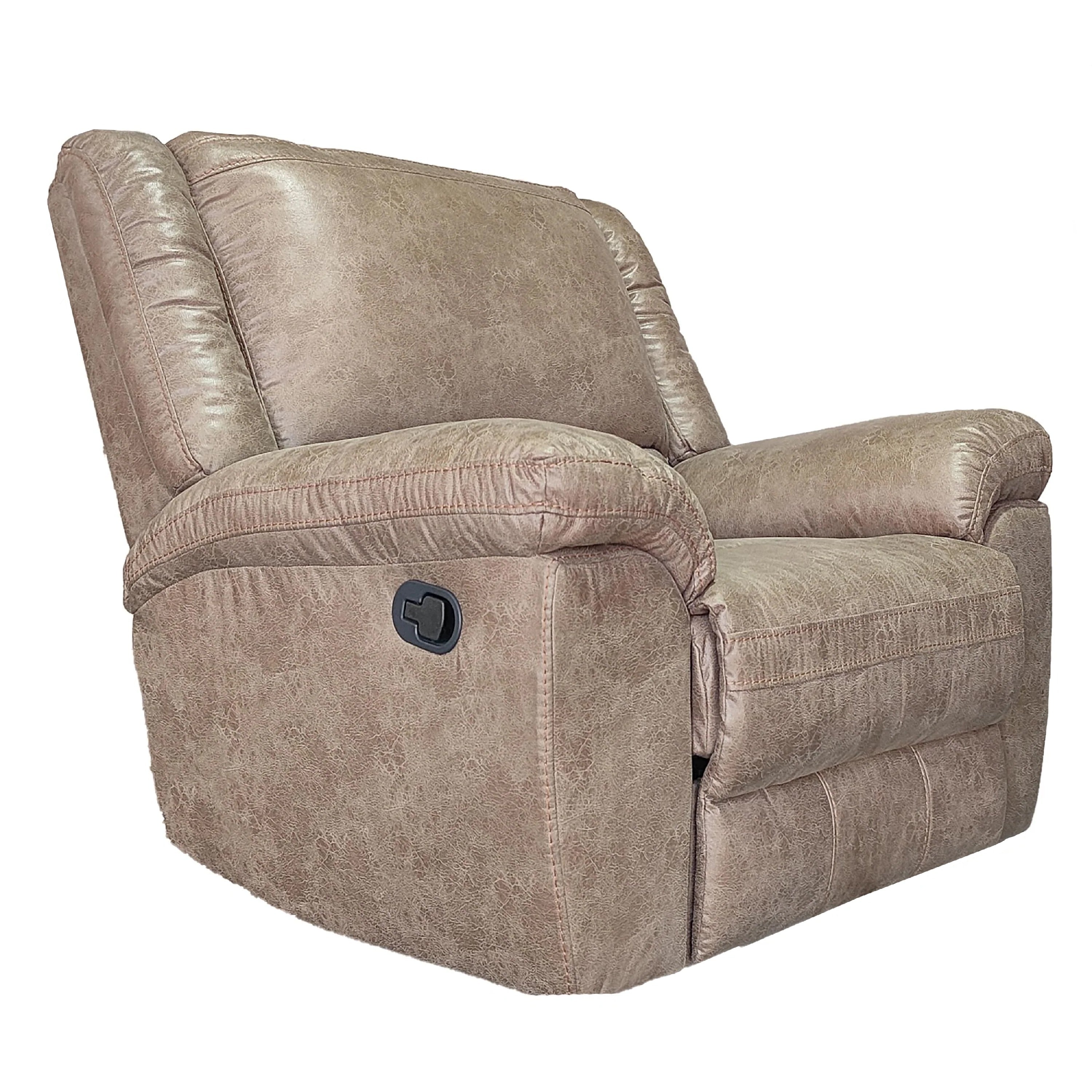Jem Manual Rocker Recliner Chair Pillow Top Arms Brown Leather