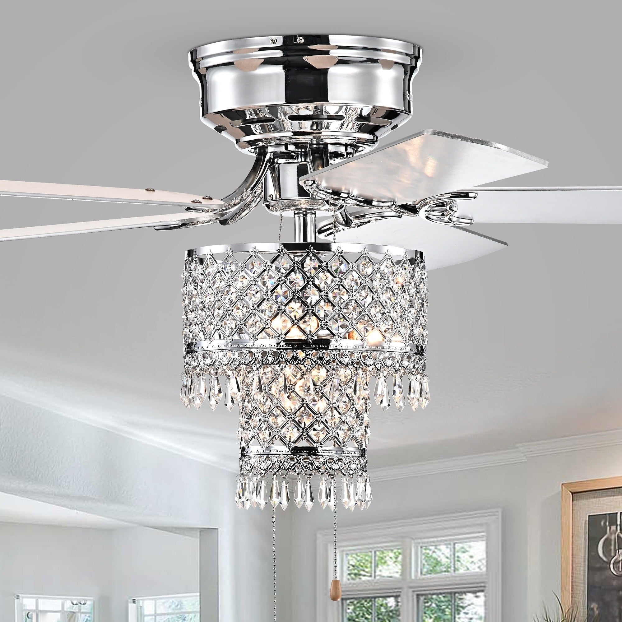 Jemar Chrome 52 Inch 5 Blade Ceiling Fan Pull Chain