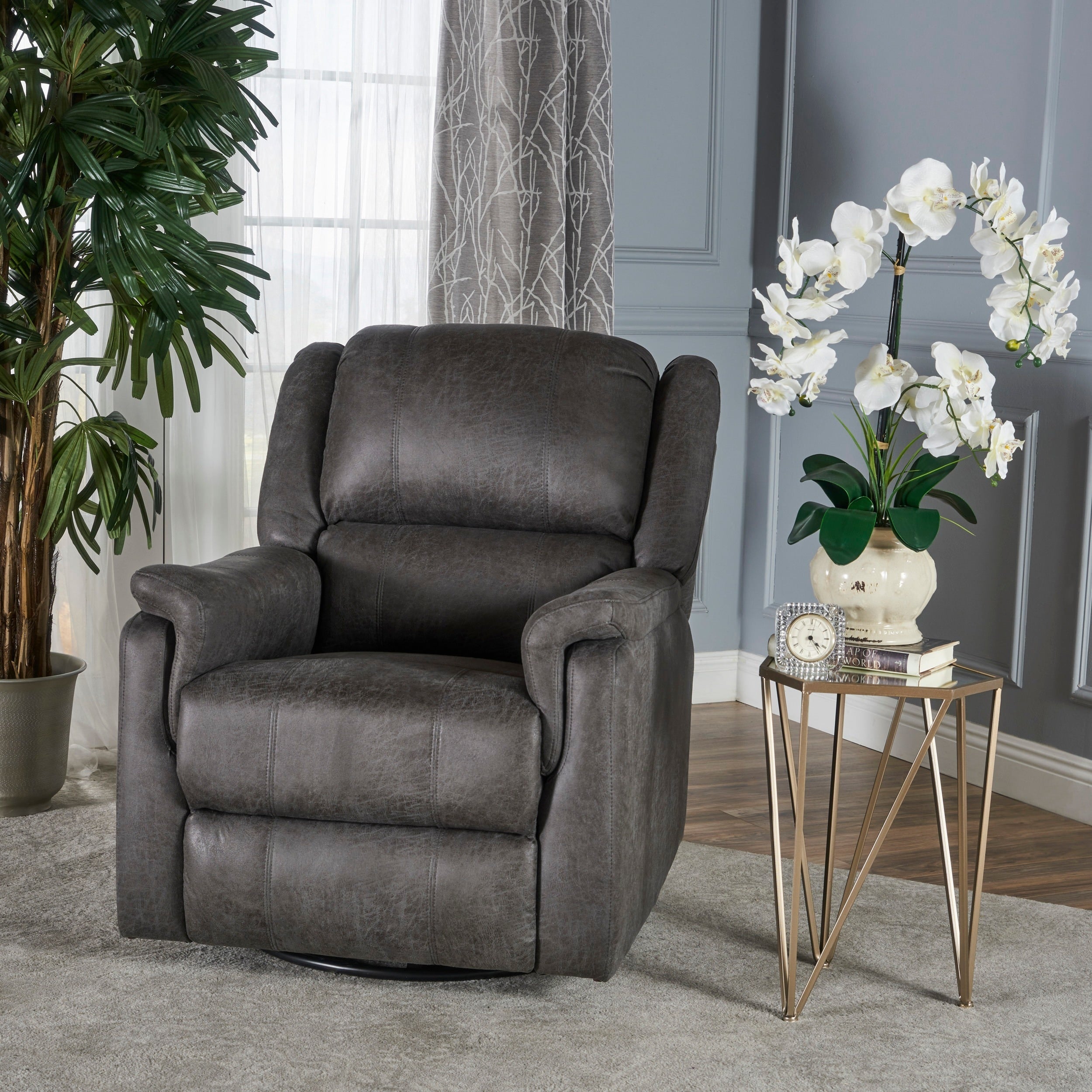 Jennette Microfiber Swivel Gliding Recliner By Christopher Knight Home