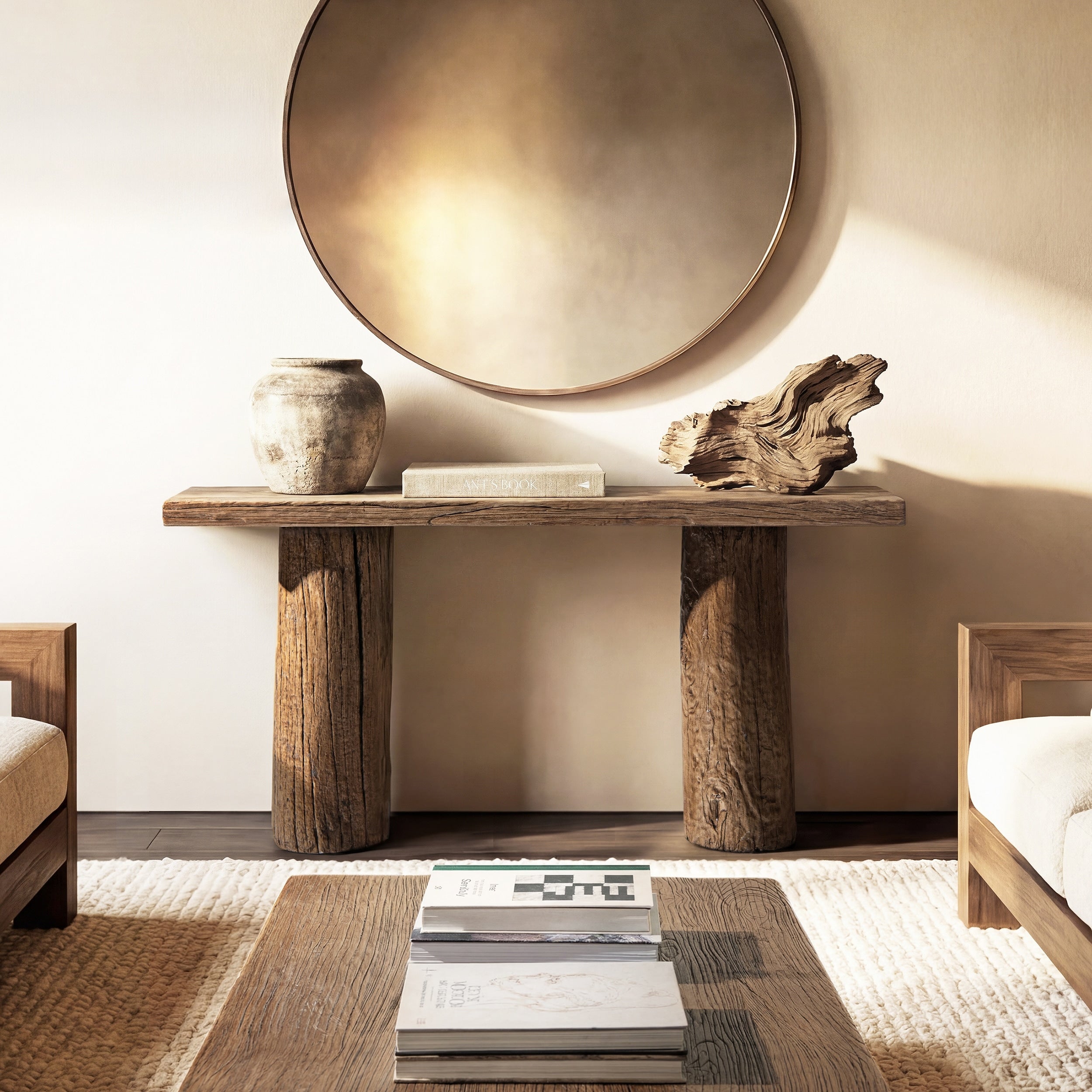 Jennifer Taylor Home Arbor 60 Reclaimed Elm Double Pillar Console Table