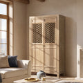 Jennifer Taylor Home Arden 83 Tall Solid Reclaimed Elm Lattice 2 Door Bookcase Storage Cabinet