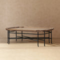 Jennifer Taylor Home Calder 60 Solid Reclaimed Elm Block Plinth Coffee Table Heritage Light Natural Brown Reclaimed Elm
