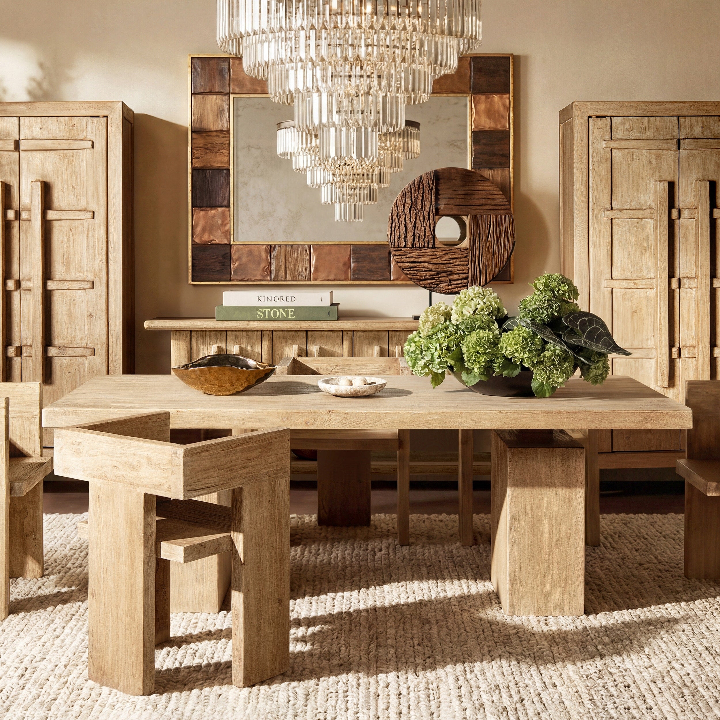 Jennifer Taylor Home Calder 85 Solid Reclaimed Elm Plinth 8 Person Dining Table